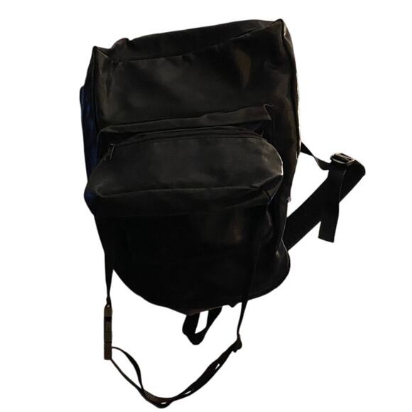 Black Faux Leather Backpack with Detachable Fanny Pack. 14 1/2x 11 1/2 x 4 1/2 - Picture 1 of 8